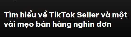 Tìm hiểu về TikTok Seller và một vài mẹo bán hàng nghìn đơn