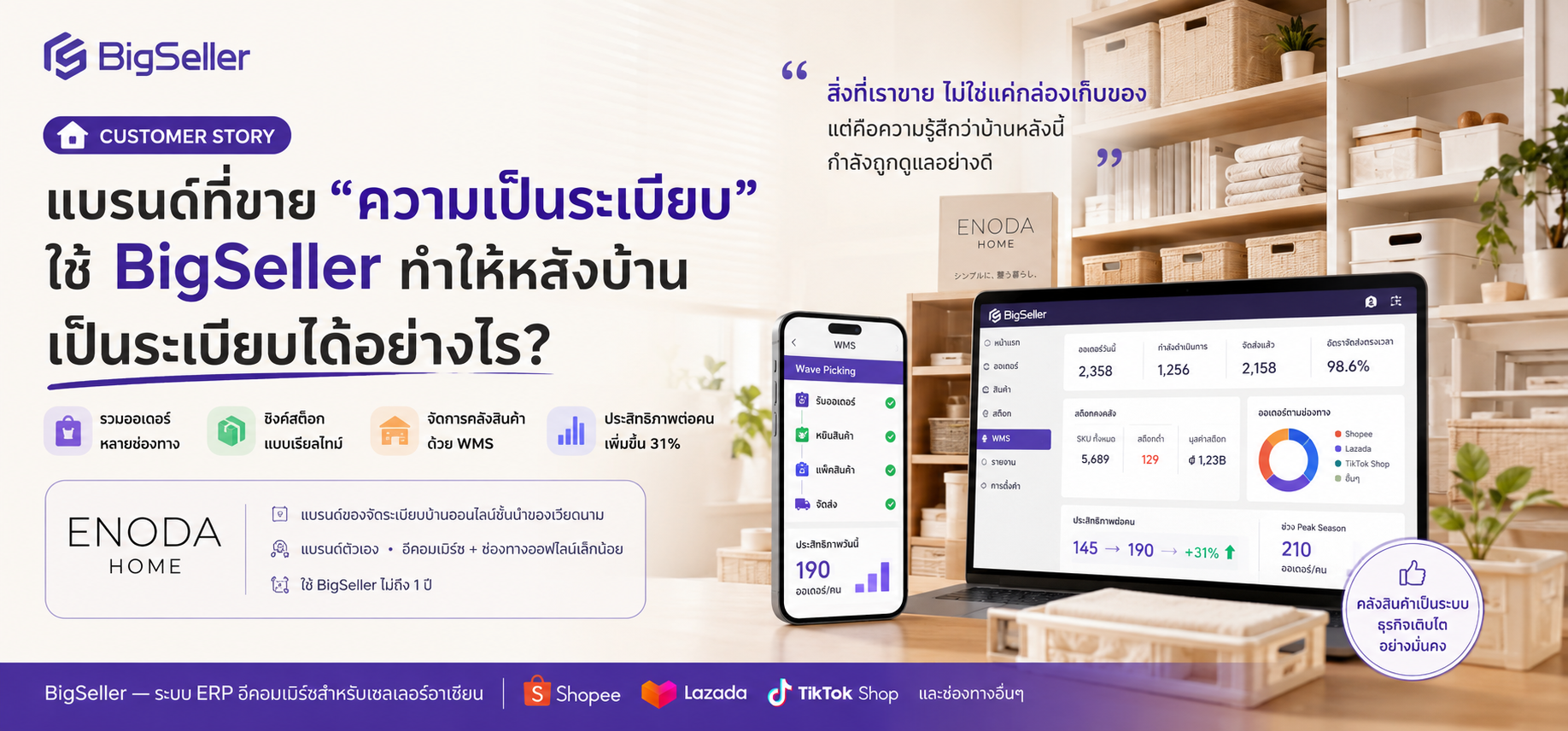 แบรนด์ที่ขาย "ความเป็นระเบียบ" ใช้ BigSeller ทำให้หลังบ้านเป็นระเบียบได้อย่างไร?