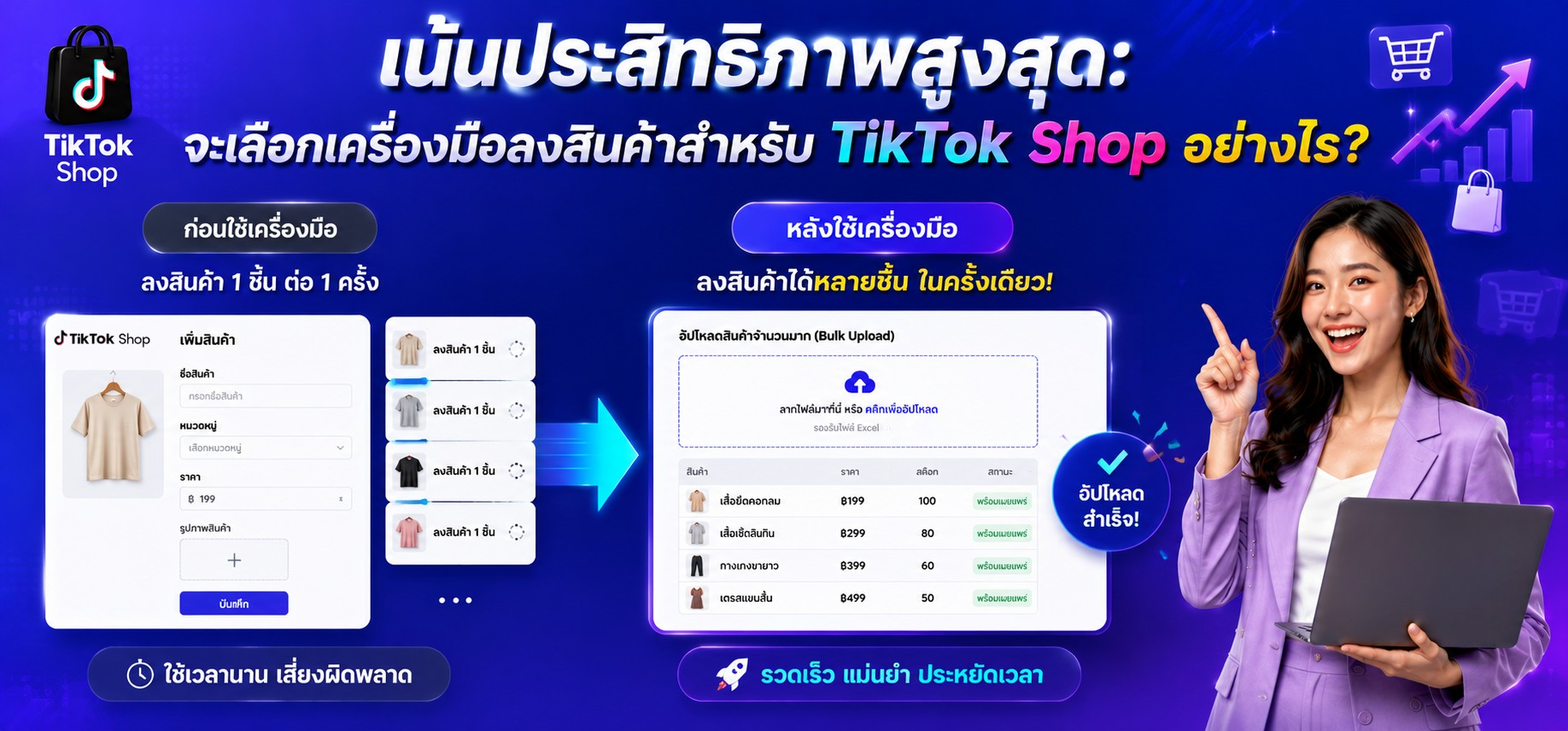 เน้นประสิทธิภาพสูงสุด: จะเลือกเครื่องมือลงสินค้าสำหรับ TikTok Shop อย่างไรให้คุ้มที่สุด?