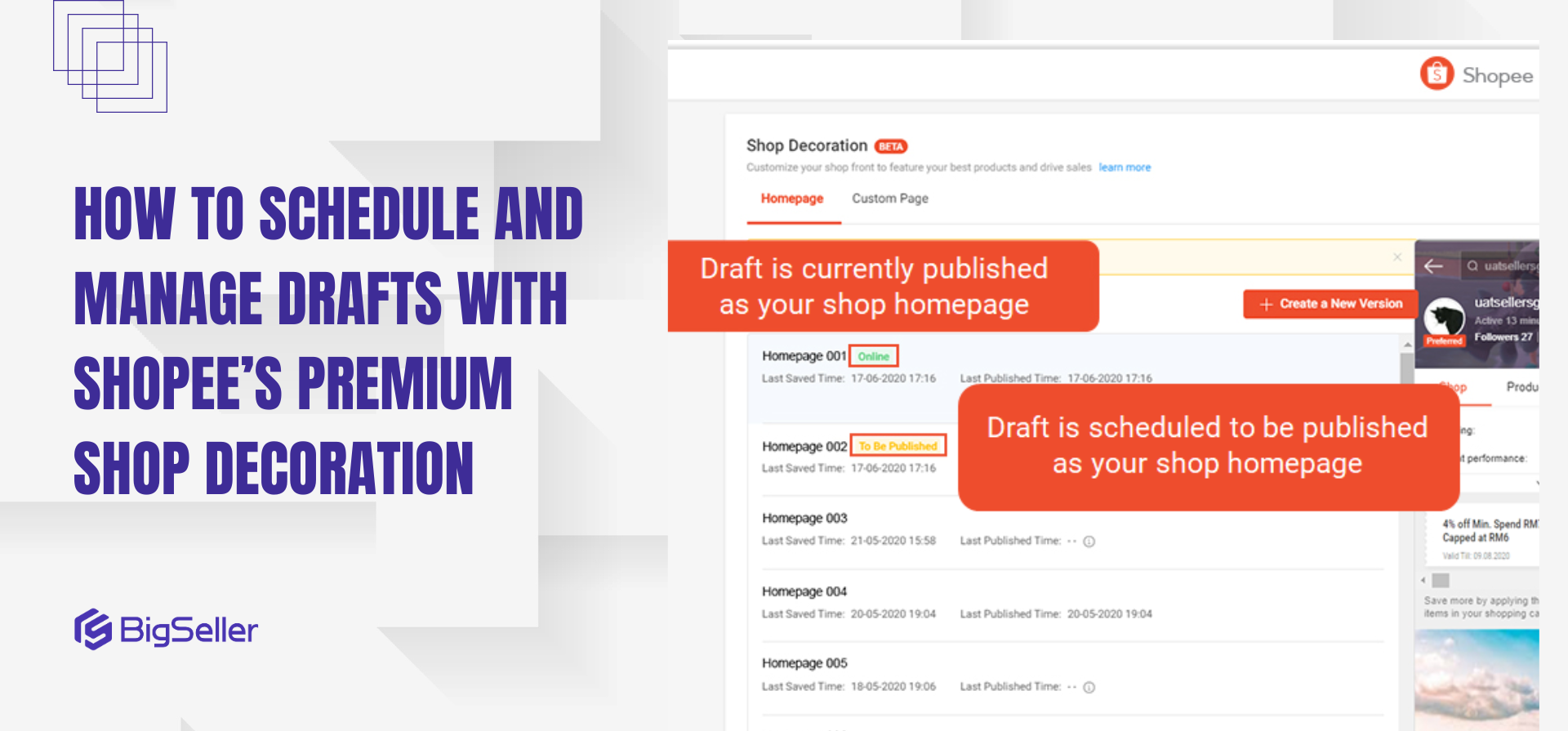 How to Schedule and Manage Drafts with Shopee’s Premium Shop Decoration