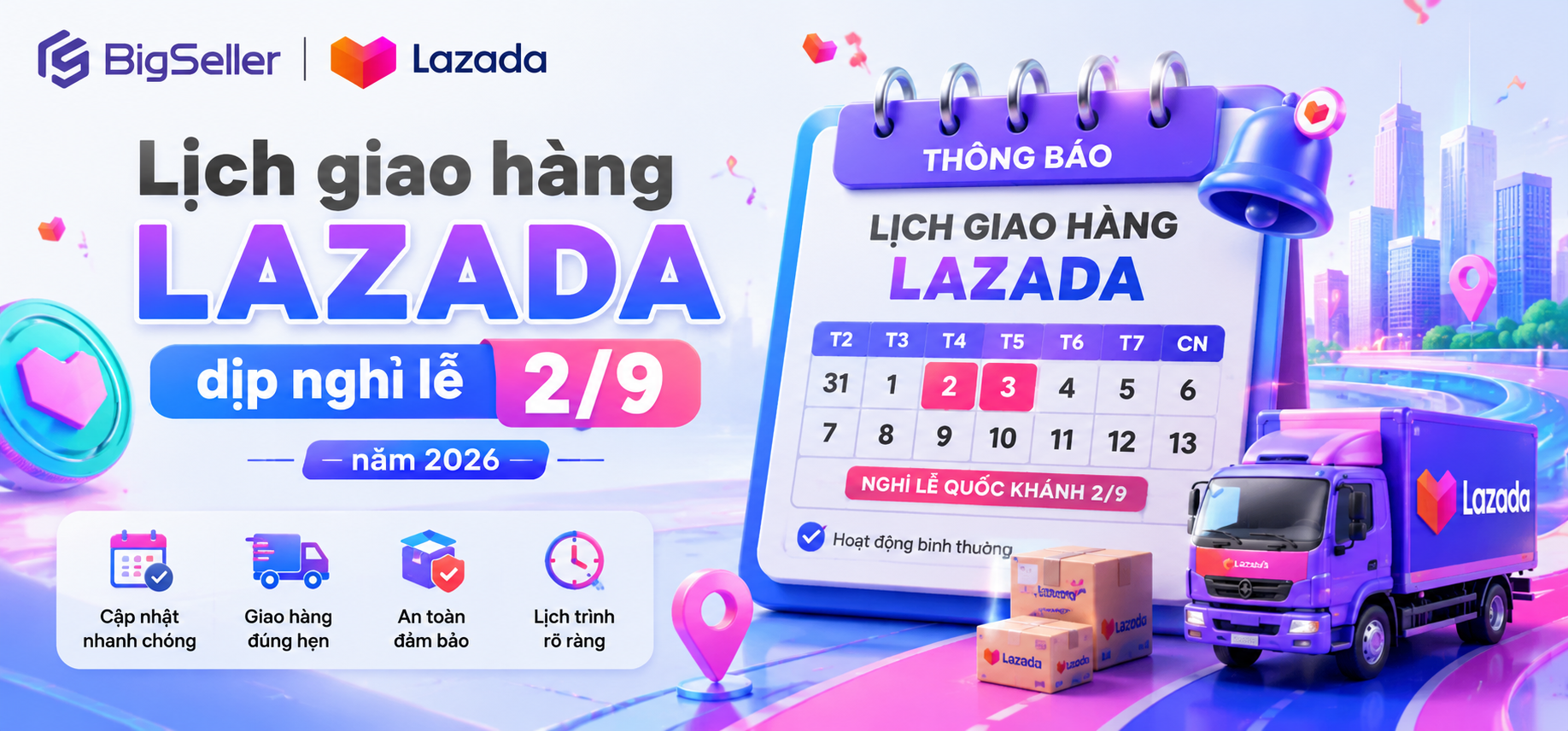 Lịch giao hàng Lazada dịp nghỉ lễ 2/9 năm 2026 chi tiết nhất