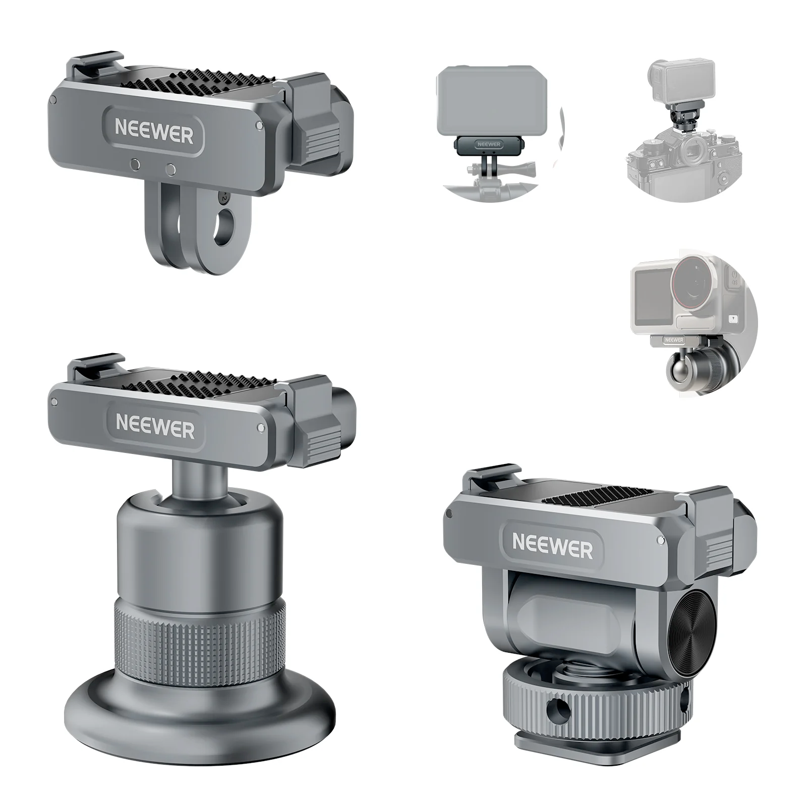 Neewer AC011+AC012+AC013 Quick-Release Kit for DJI OSMO Action : Dark Gray (10106900EU)