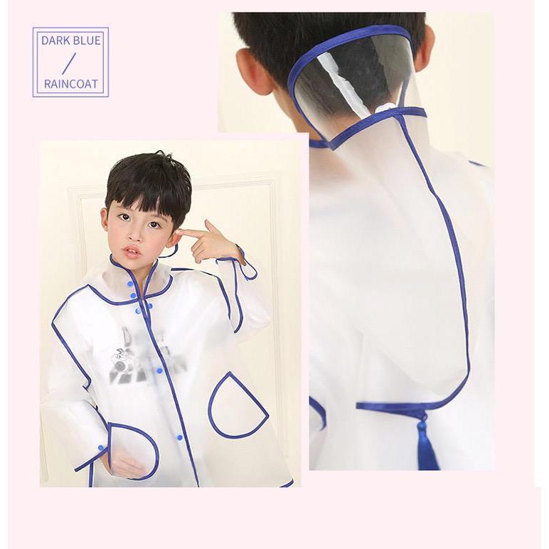 Jas Hujan Anak Korea Kartun Komik 2D Lucu Laki Laki Perempuan PVC Putih Transparan Raincoat Kids Ponco Terusan Bahan Tebal Anti Air Waterproof Ringan Enteng hoodie Viral Sekolah TK SD Remaja Outdoor Jaket Mantel Anti Rembes List Hitam Biru Pink