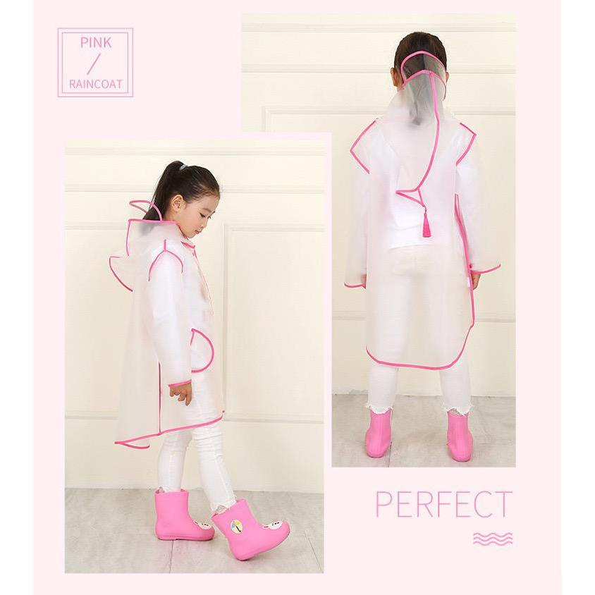 Jas Hujan Anak Korea Kartun Komik 2D Lucu Laki Laki Perempuan PVC Putih Transparan Raincoat Kids Ponco Terusan Bahan Tebal Anti Air Waterproof Ringan Enteng hoodie Viral Sekolah TK SD Remaja Outdoor Jaket Mantel Anti Rembes List Hitam Biru Pink
