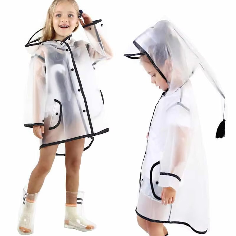 Jas Hujan Anak Korea Kartun Komik 2D Lucu Laki Laki Perempuan PVC Putih Transparan Raincoat Kids Ponco Terusan Bahan Tebal Anti Air Waterproof Ringan Enteng hoodie Viral Sekolah TK SD Remaja Outdoor Jaket Mantel Anti Rembes List Hitam Biru Pink