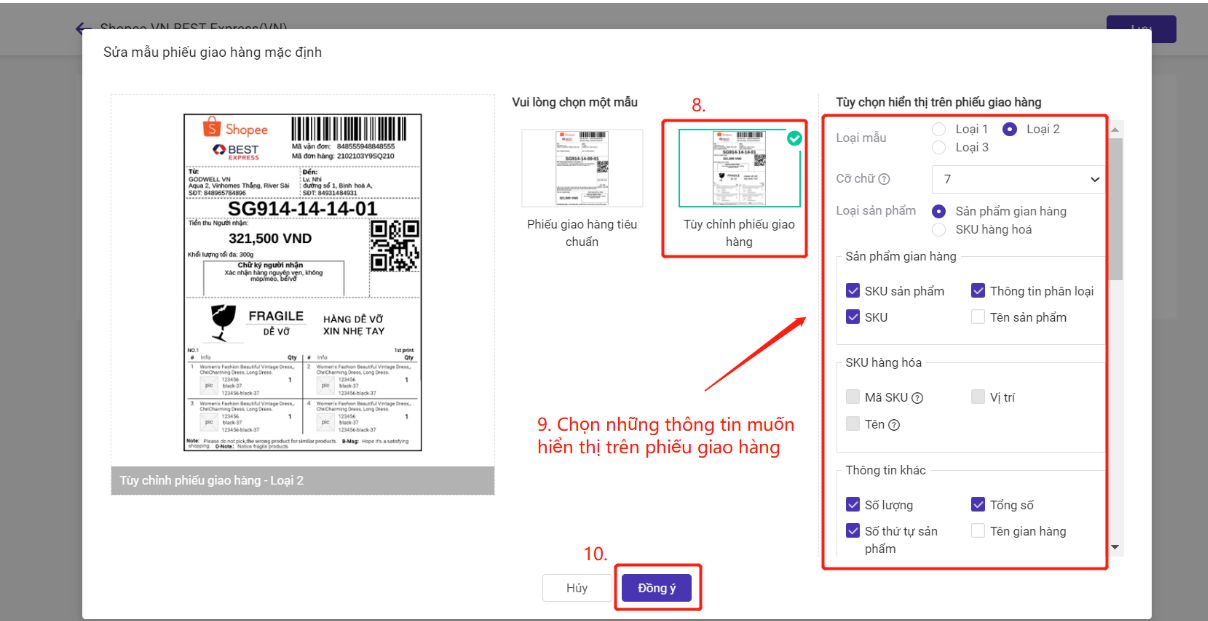 ghi chú khách hàng trên phiếu giao hàng