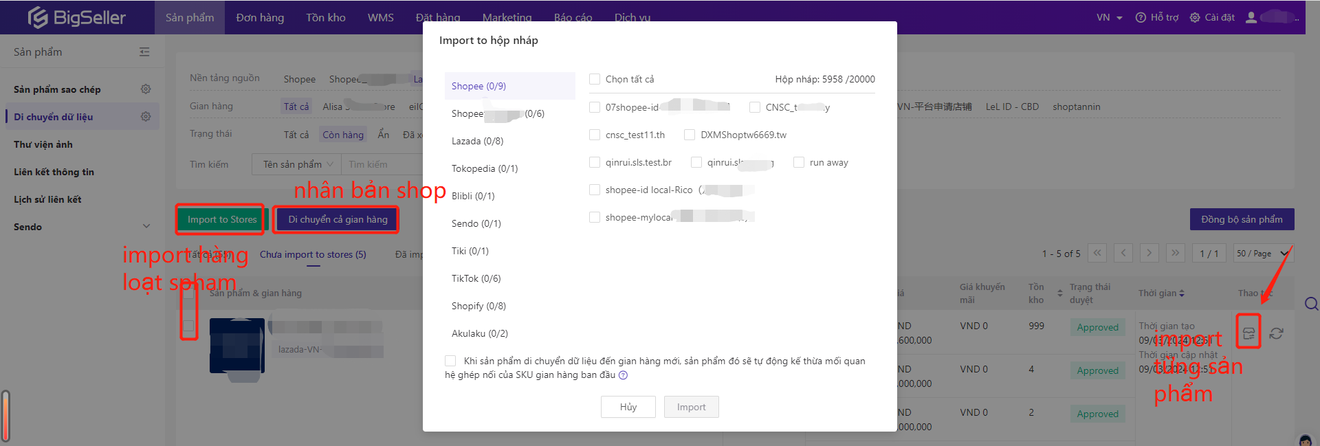 sao chép sản phẩm Shopee