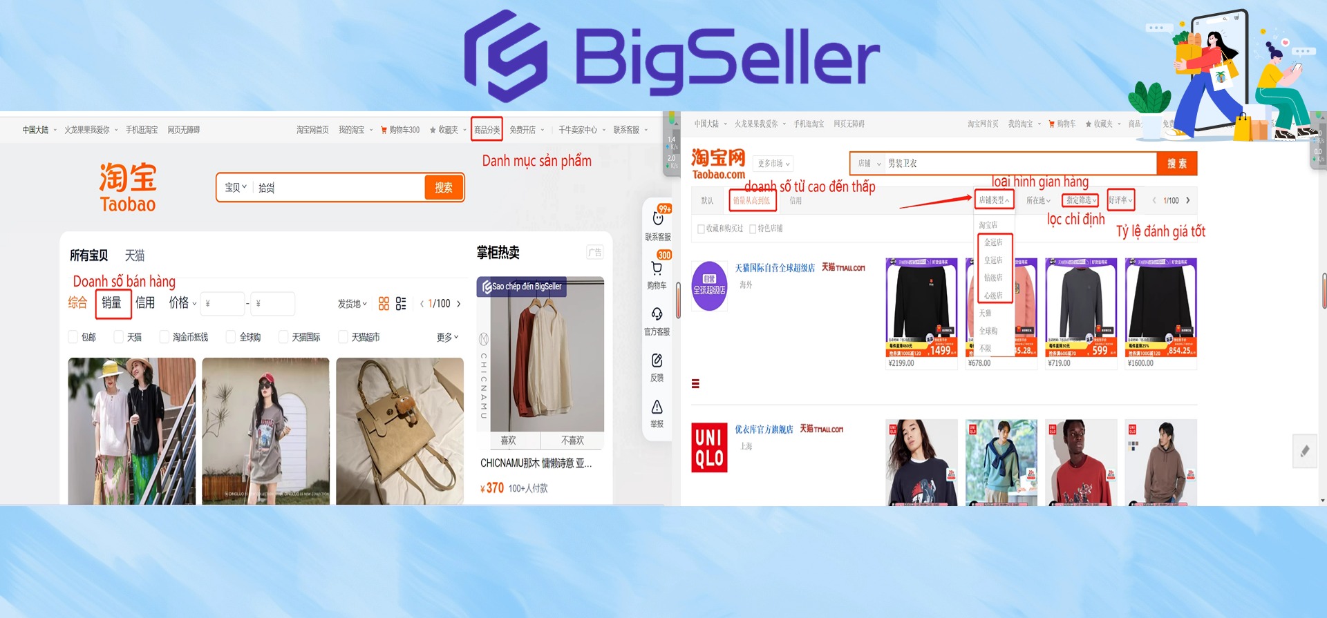 tìm sản phẩm hot trend trên taobao