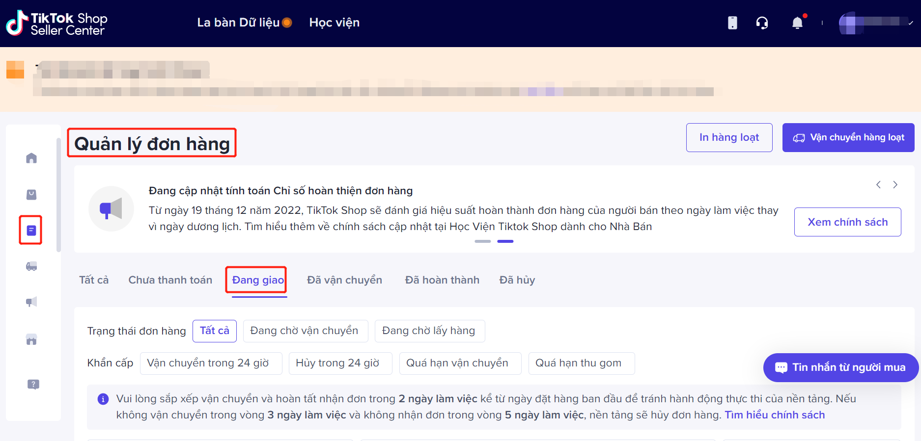 Xử lý đơn hàng TikTok Shop