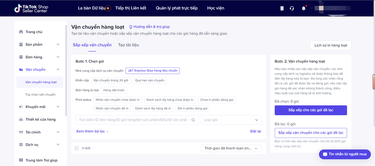 Xử lý đơn hàng trên TikTok Shop