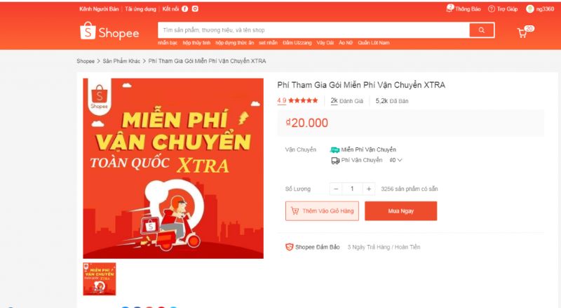 Cách đăng ký gói Freeship Extra