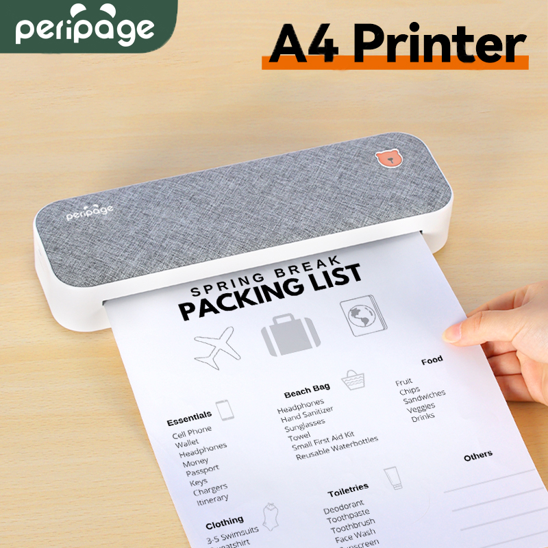 PeriPage A4 Wirless Mini Printer Direct Thermal Transfer Printer USB BT Connection Printing PDF File Webpage Contract Picture - AliExpress
