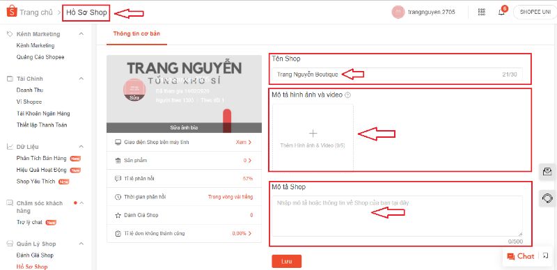 Tối ưu mô tả Shop trên Shopee