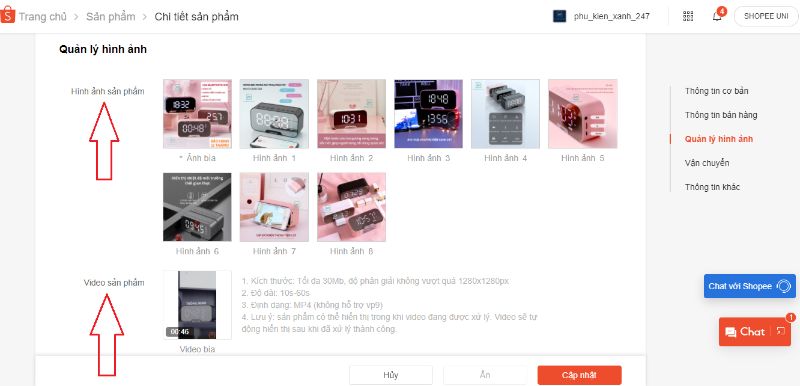 Hình ảnh + video sản phẩm khi đăng bài