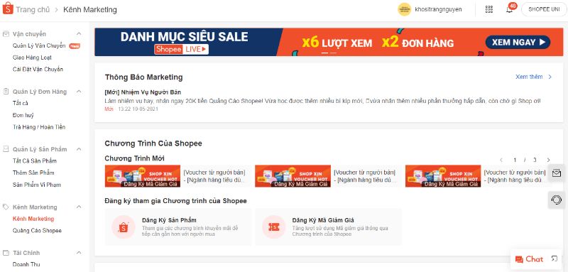 Vào Chương trình của Shopee