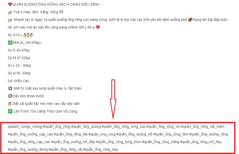 Tối ưu Hashtag trong mô tả sản phẩm