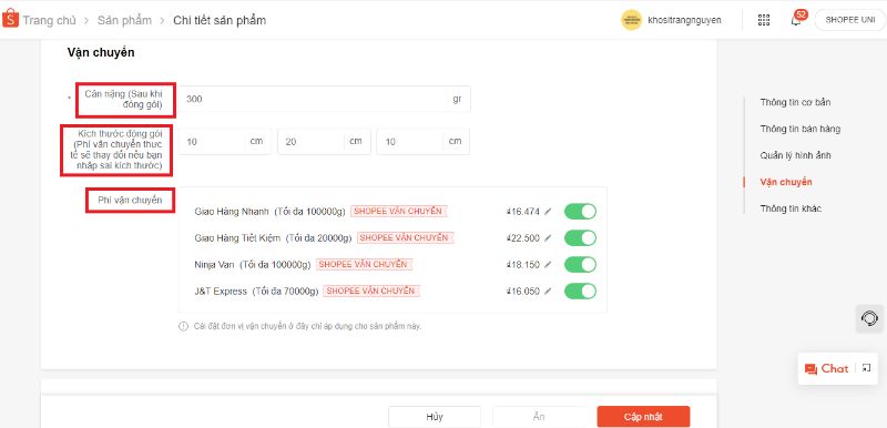 Cập nhật thông tin sản phẩm