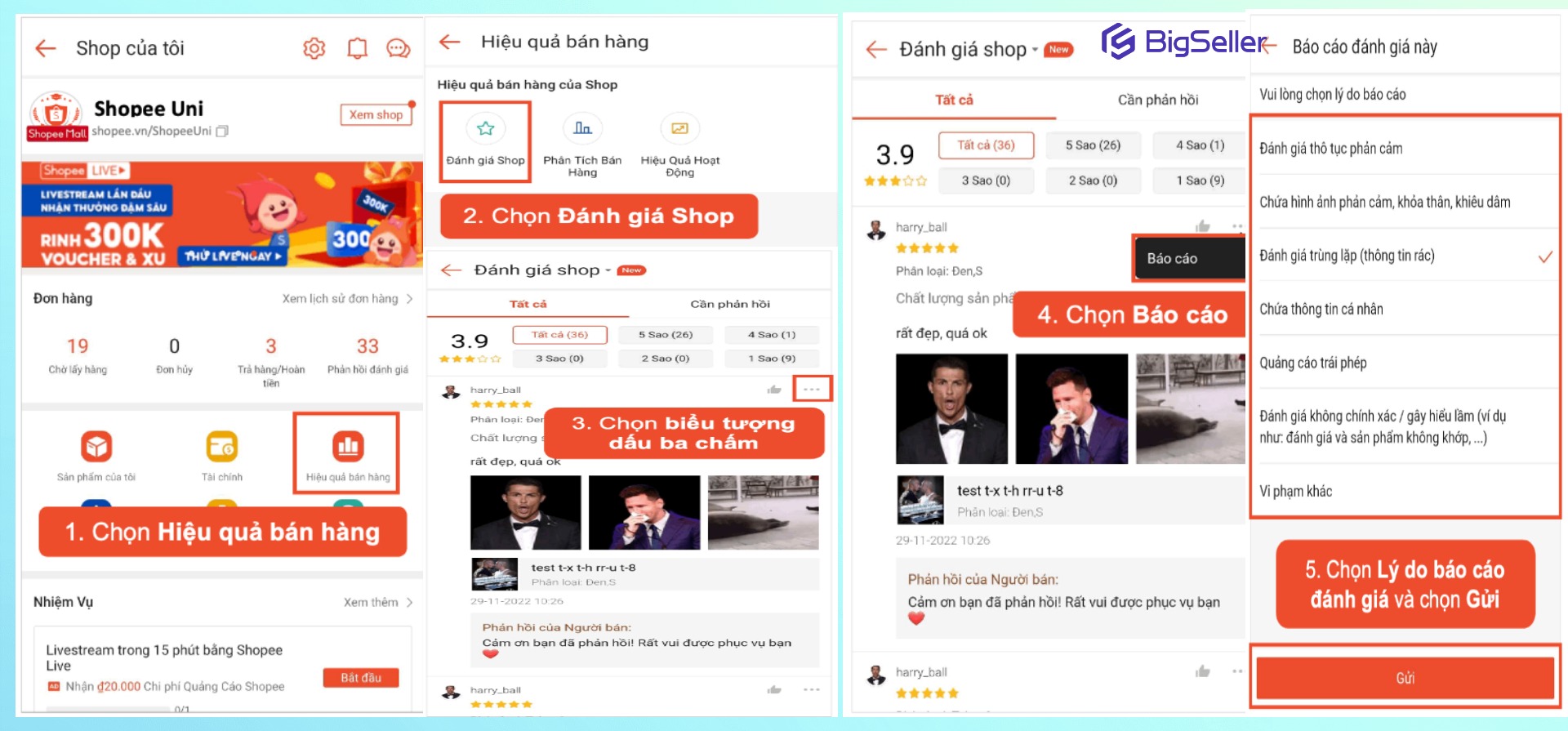 Chỉnh sửa đánh giá 1 sao và ẩn đánh giá xấu trên Shopee