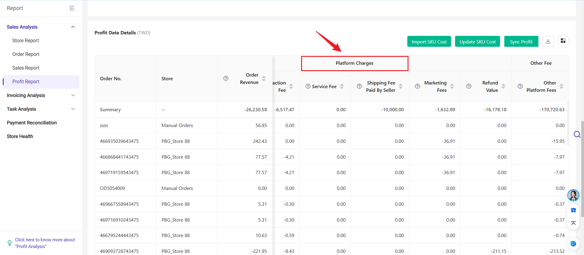 BigSeller Profit Report