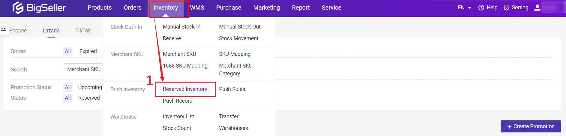 BigSeller Reserved Inventory for LazLive
