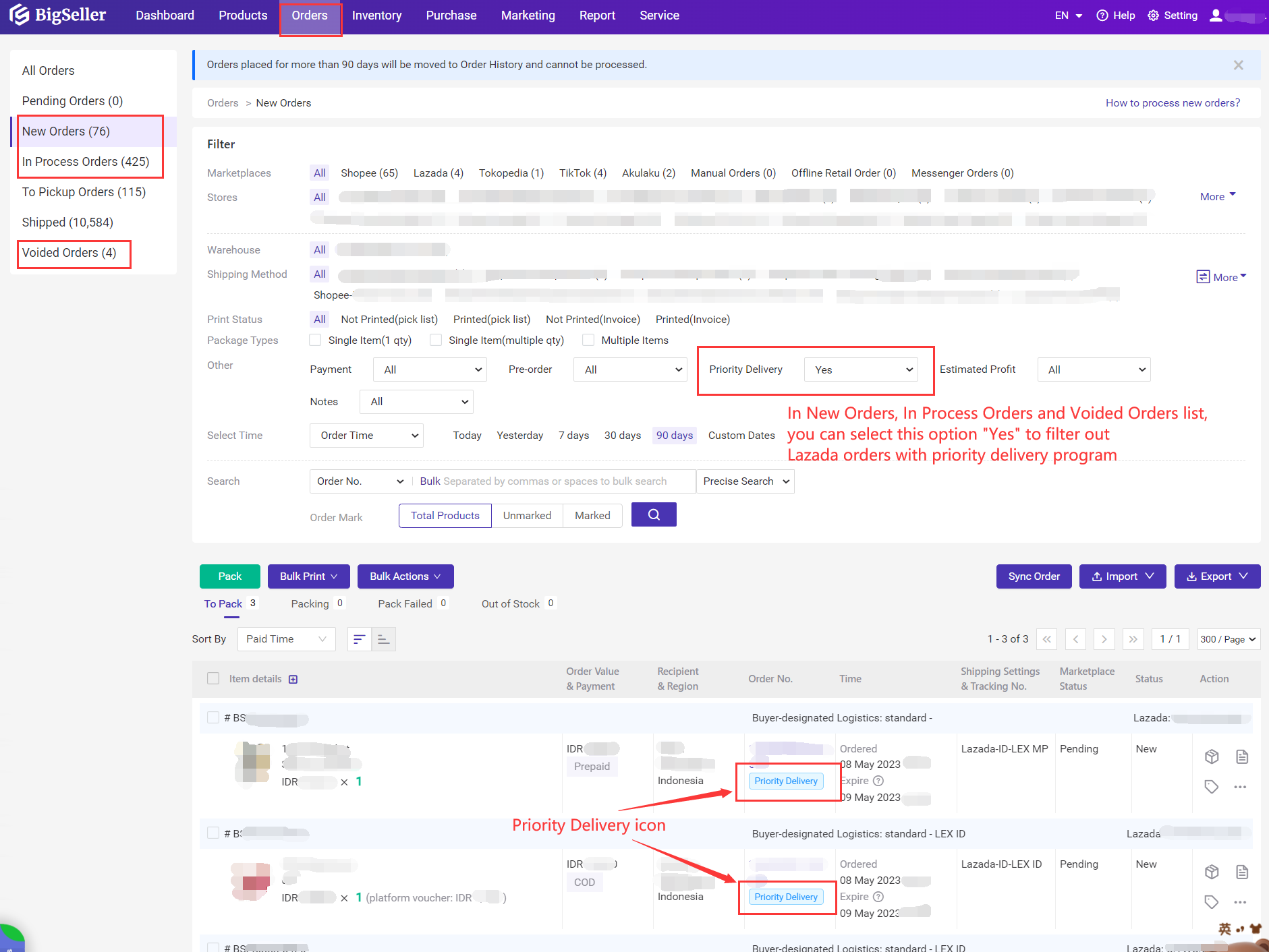 BigSeller Priority Delivery for LazLive