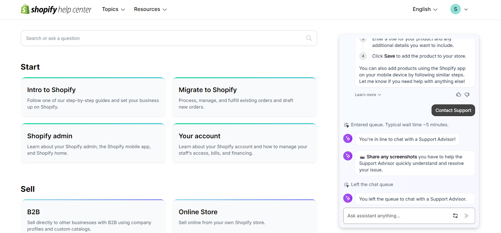 Shopify Easy Access to Technical Support