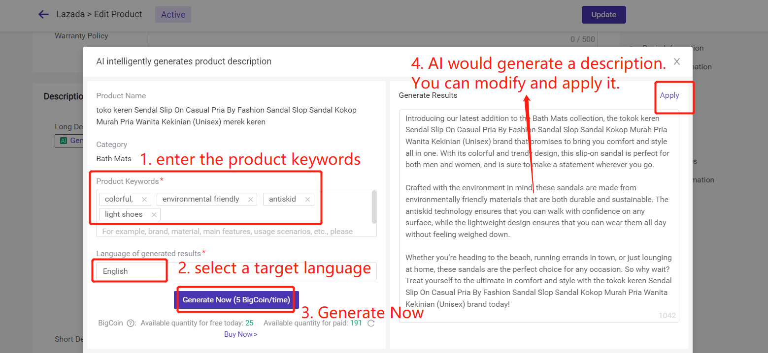 BigSeller’s AI Generate