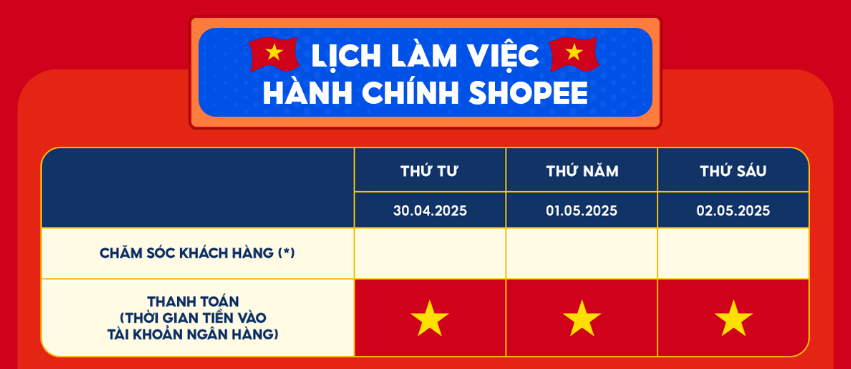 Lịch làm việc của đơn vị vận chuyển dịp lễ 30/4 -1/5