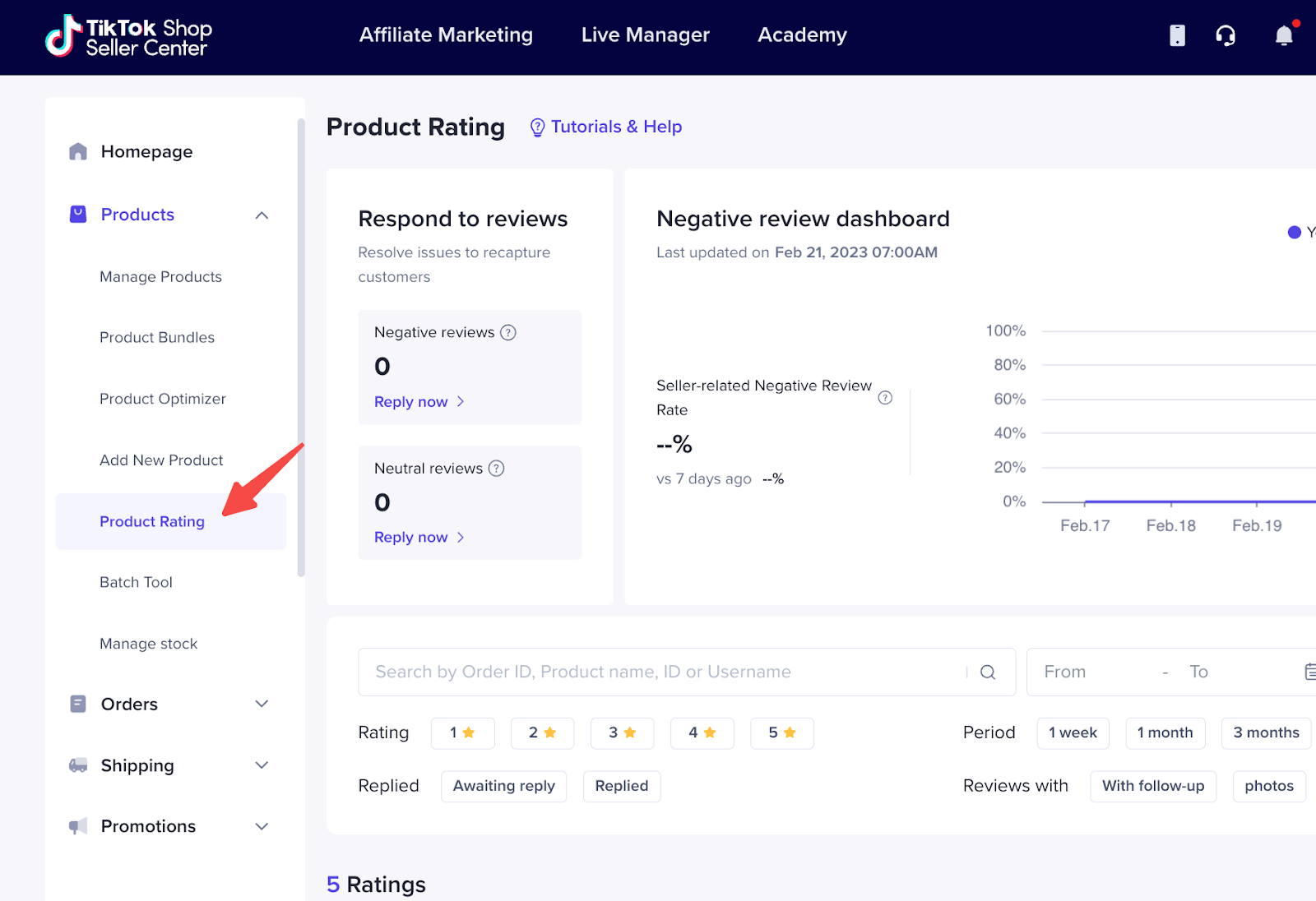 tiktok shop Product Rating