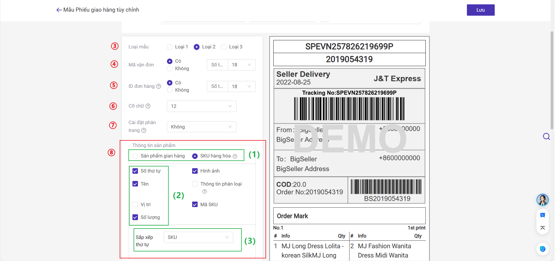 Cách thiết kế phiếu giao hàng cho đơn Giao Tới Tủ Nhận Hàng