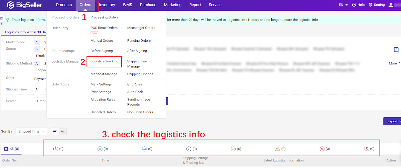 bigseller Logistics Tracking