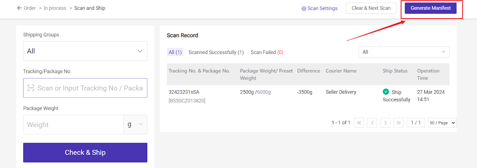 bigseller manifest manage