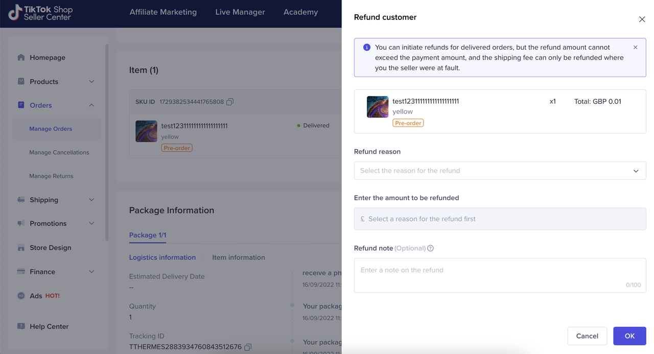 tiktok shop mall return policy 2025