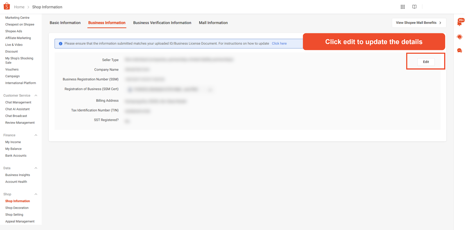 how to sell in shopee shop information1