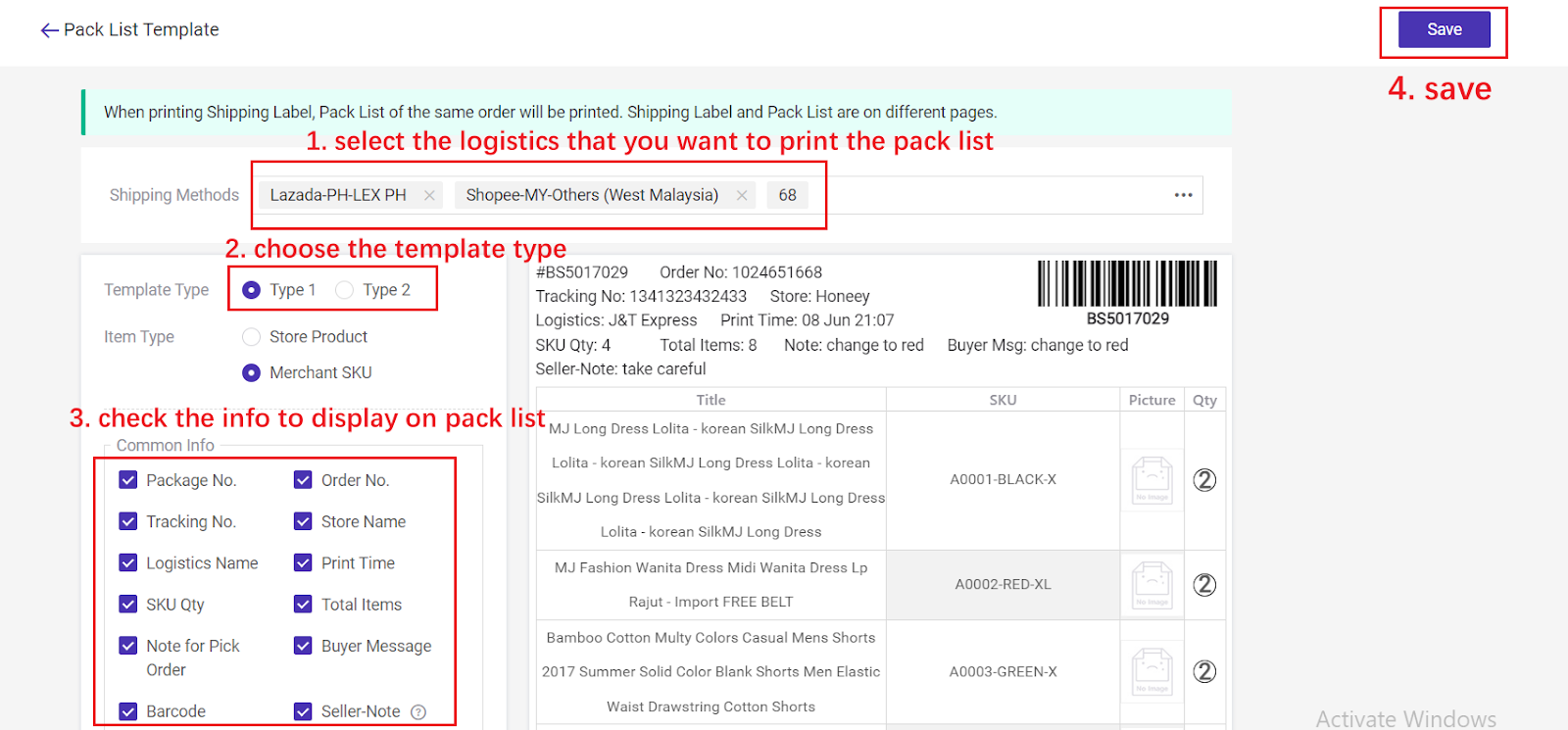 bigseller picklist packlist