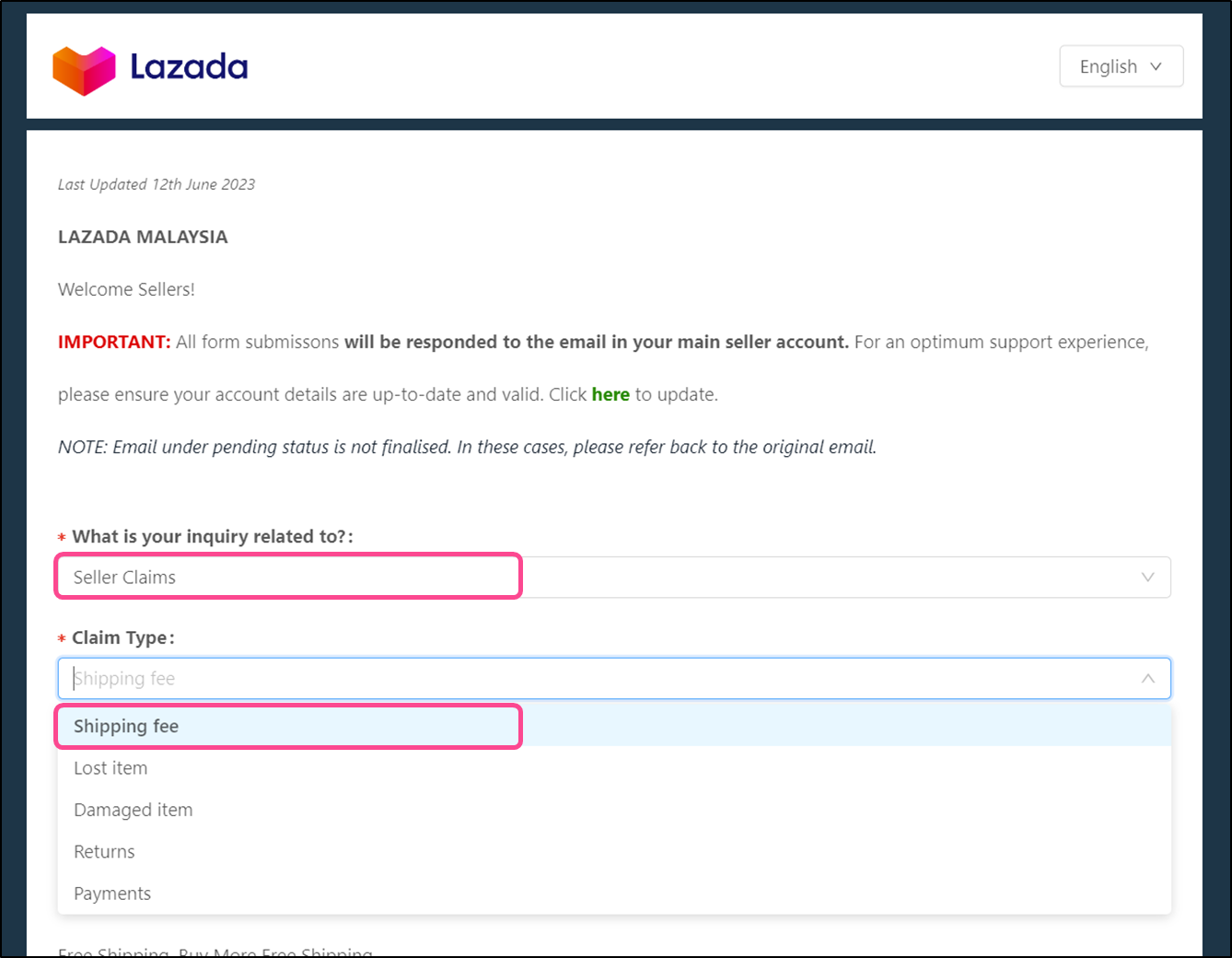 lazada shipping fee dispute