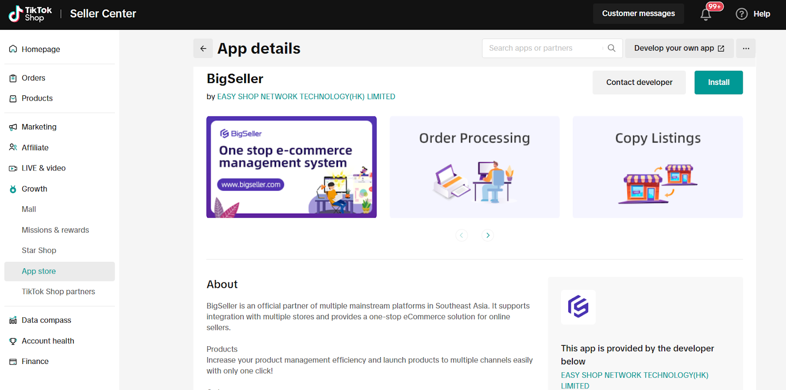 bigseller tiktok shop isv2
