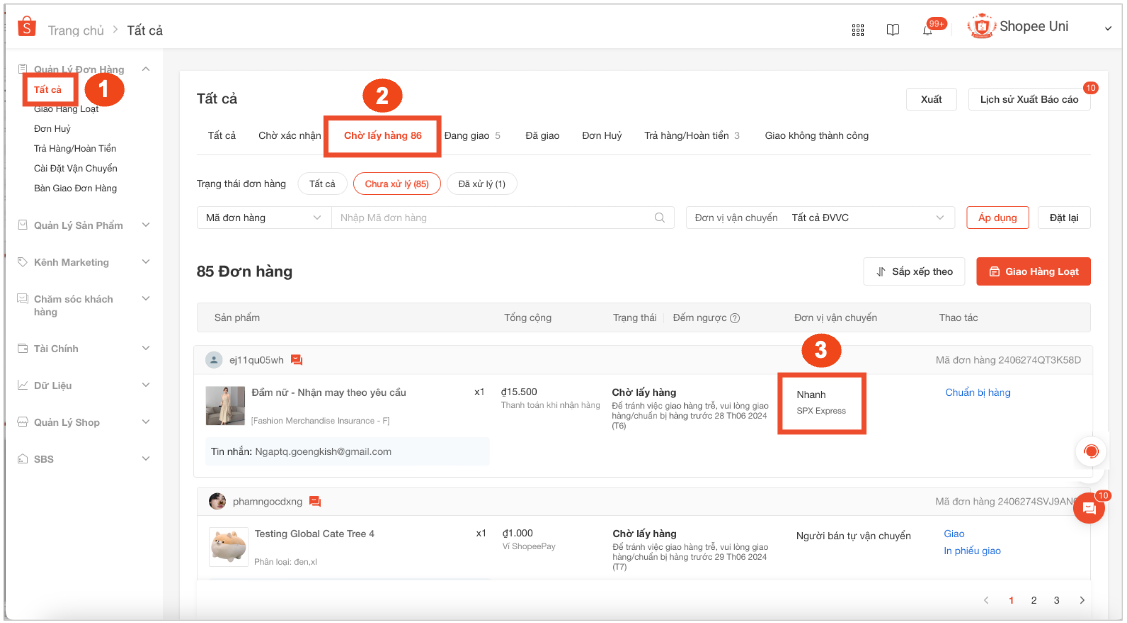 Cập nhật Phương thức vận chuyển Shopee 