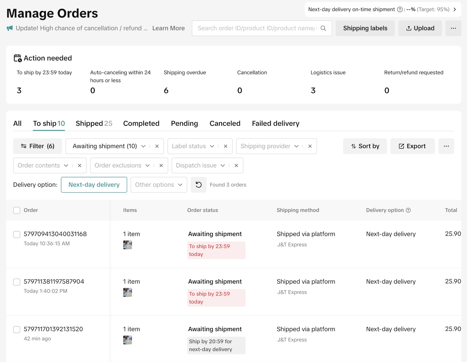 tiktok shop next day delivery rate3