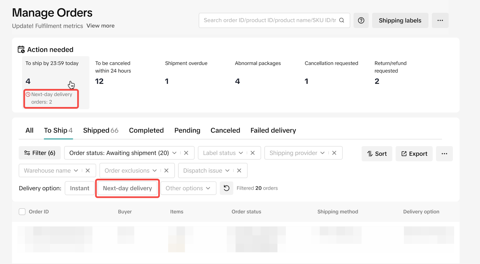 tiktok shop next day delivery rate5