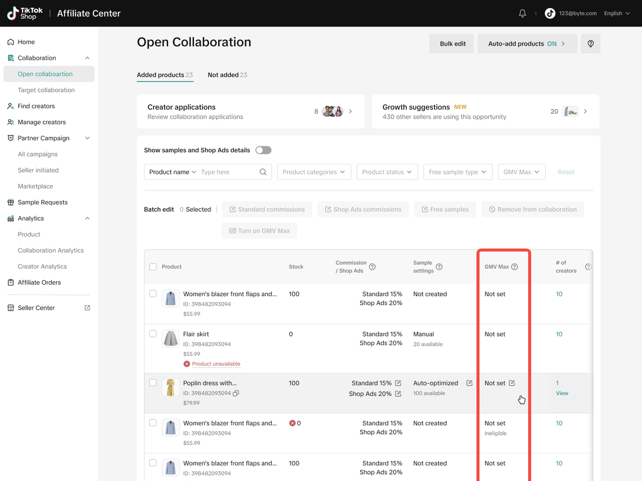 tiktok shop gmv max affiliate1