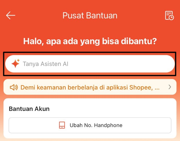 cara hubungi customer service melalui fitur AI