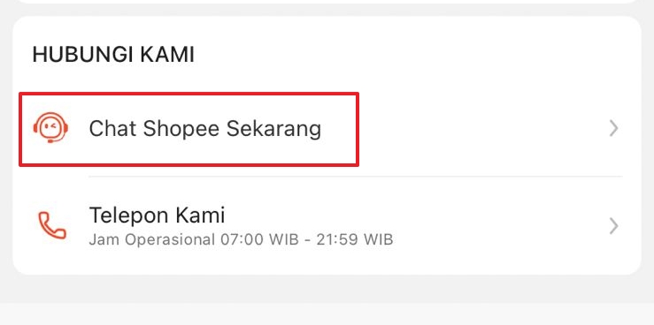 cara hubungi customer service melalui fitur chat