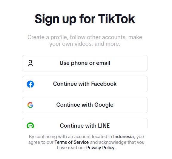 sign up tiktok web version
