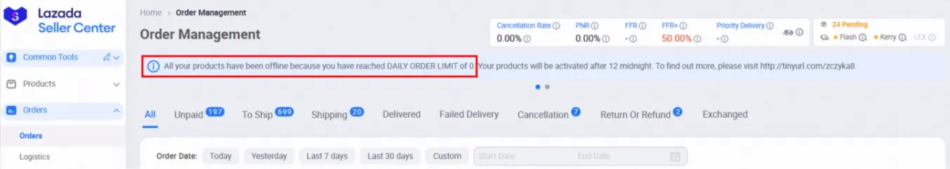 seller lazada malaysia order volume limit7