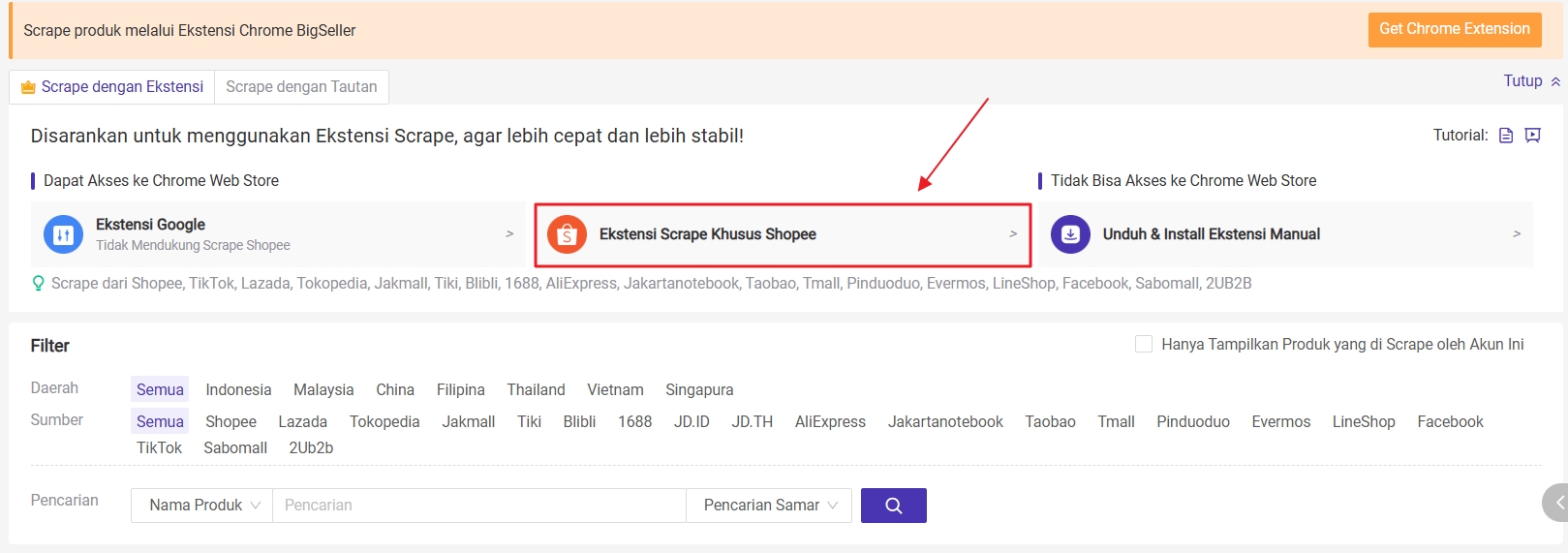 scrape bigseller dari website