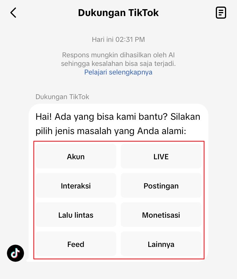 cara hubungi cs tiktok aplikasi