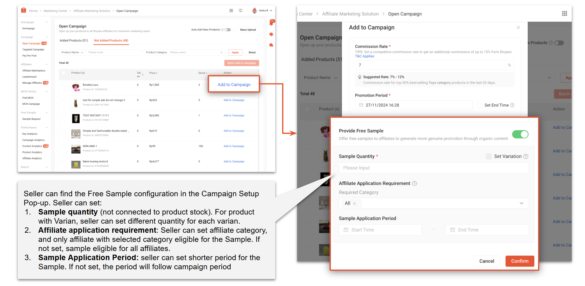 shopee seller free samples