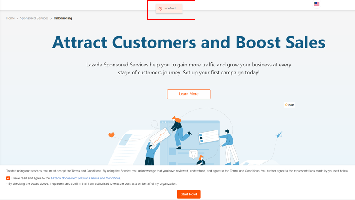 lazada sponsored solutions error2
