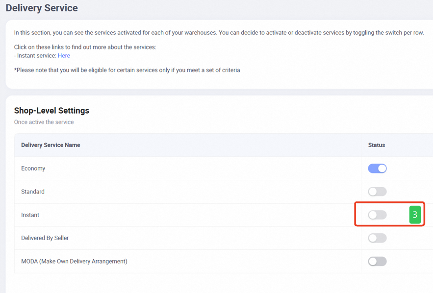 lazada instant delivery set up2